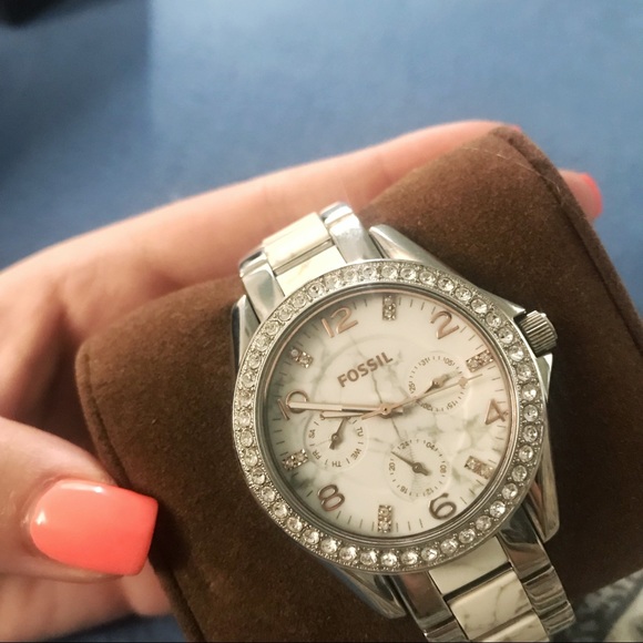 Fossil White Marble Watch 